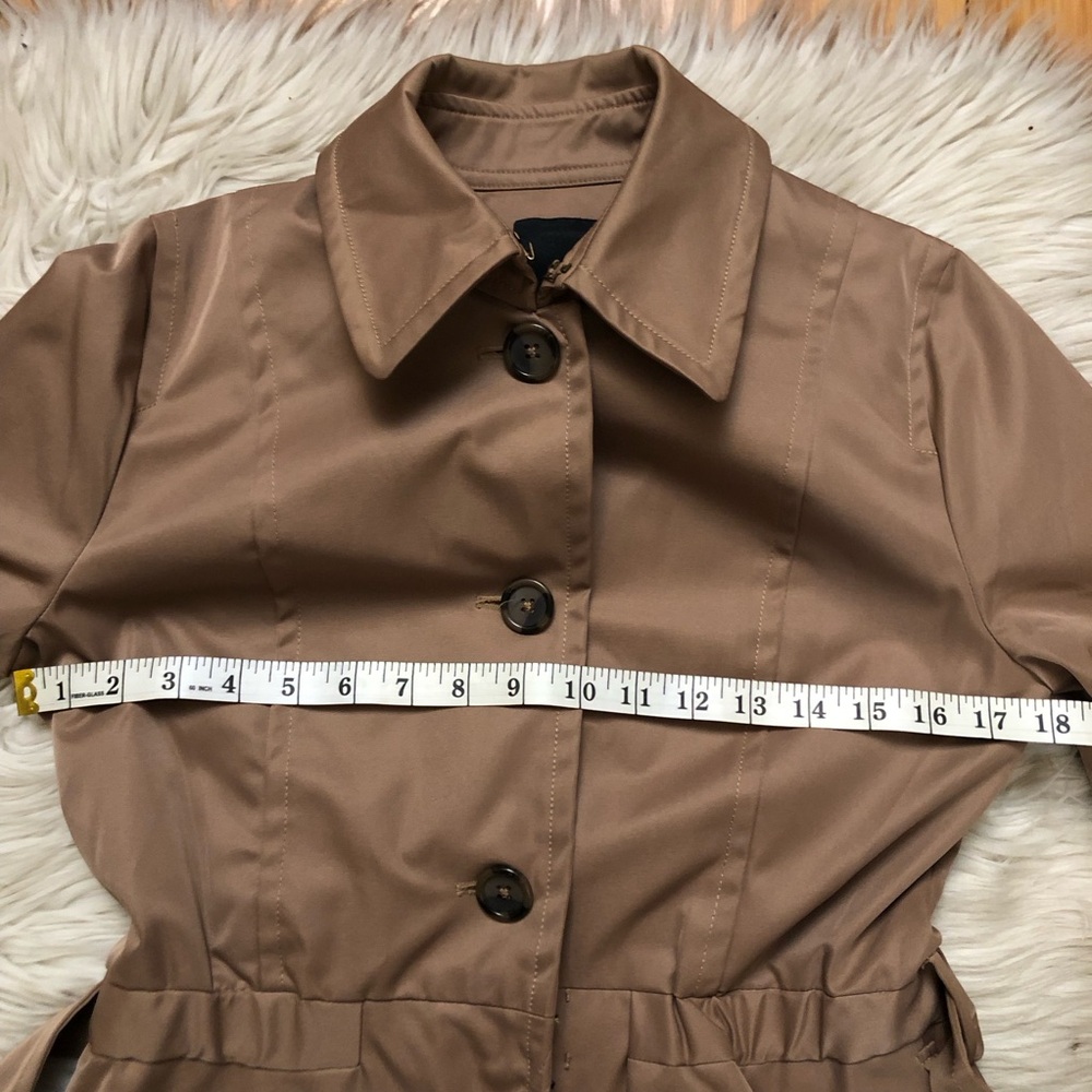 Plenty by Tracy Reese Corin Peplum Belted Brown Tan Trench Coat Jacket size S - Picture 14 of 16
